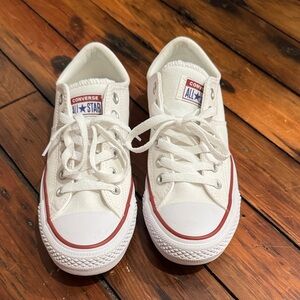 Converse All Star White Sneakers with Red Trim